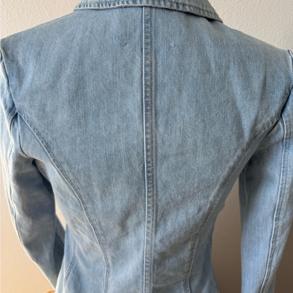 L'AGENCE Light Blue Double-Breasted Denim Jacket - Picture 5 of 7